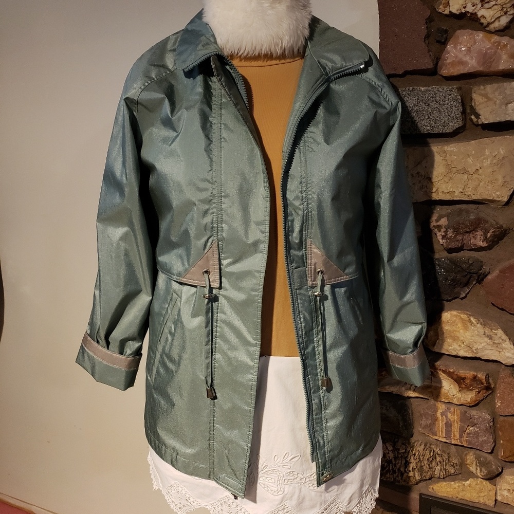 Petite Dusty Aqua & Taupe Car Coat